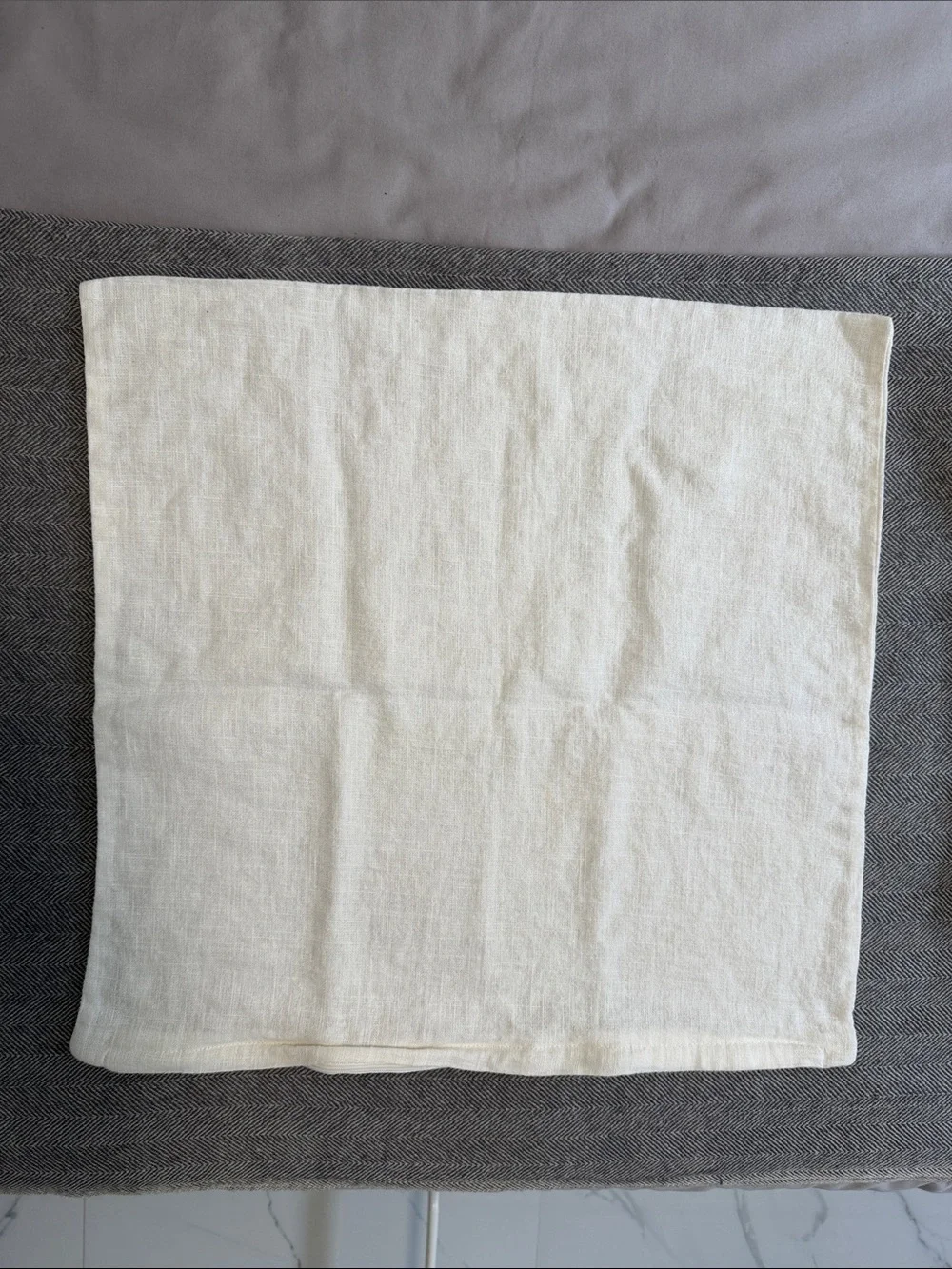 Classic Cream Linen Pillowcase - Neutral Bedding 19/19 inches